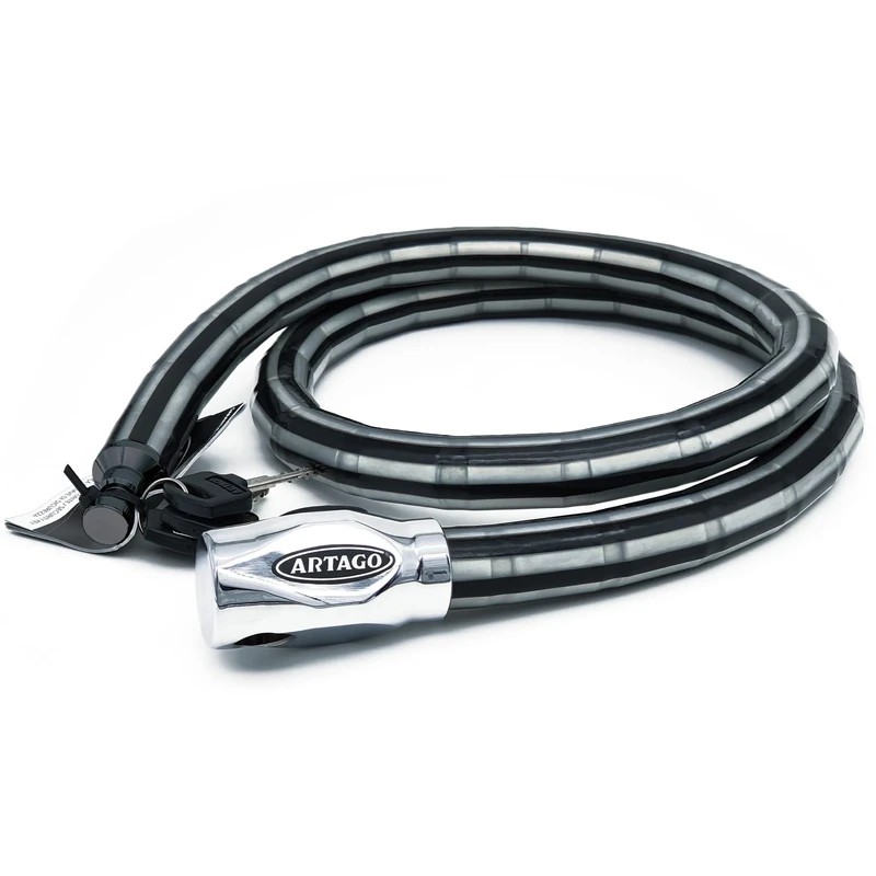 Artago 5315 Python Cable Lock, Armored Articulated Steel Cable, High Security Lock DISC-TECH Art+, Rotating Shielded Lock, Anti Theft Cable Chain Lock for Motorcycle, Scooter, Bicycle, 150cm/4,9ft