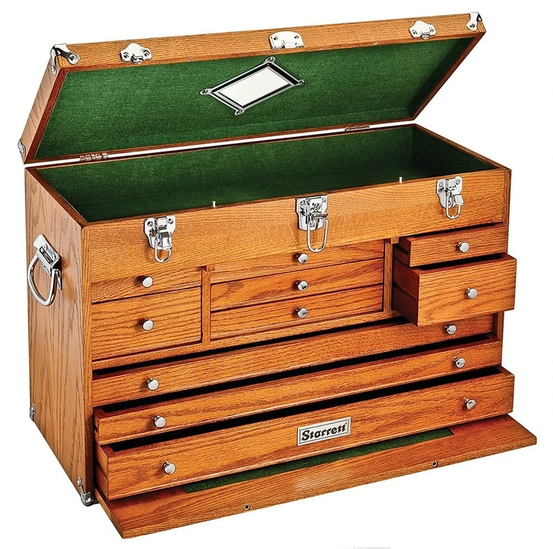 Starrett 300W Oak/Veneered Plywood Wooden Tool Box, 13.5 Inches Height - Image 1