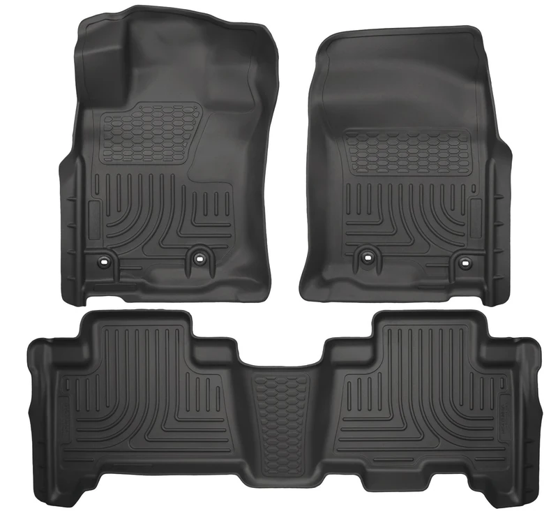 Husky Liners Weatherbeater Floor Mats | Fits 2013-2024 Toyota 4Runner; 2014-2024 Lexus GX460 | Front & 2nd Row, 3-pc Black - 99571