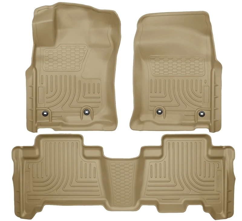 Husky Liners Weatherbeater Floor Mats | Fits 2013-2024 Toyota 4Runner; 2014-2024 Lexus GX460 | Front & 2nd Row, 3-pc Tan - 99573