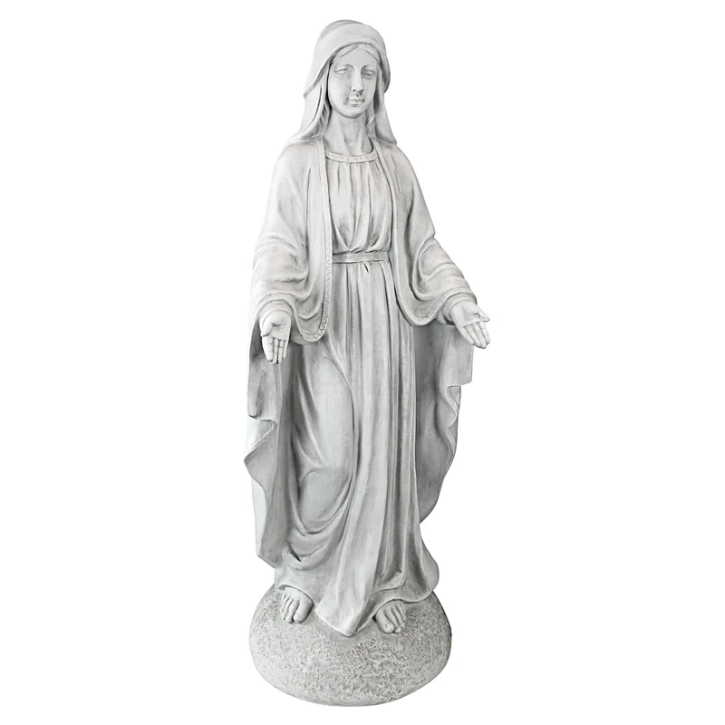 Design Toscano VG55436 Madonna of Notre Dame Religious Garden Decor Statue, 91 cm, Polyresin, Antique Stone