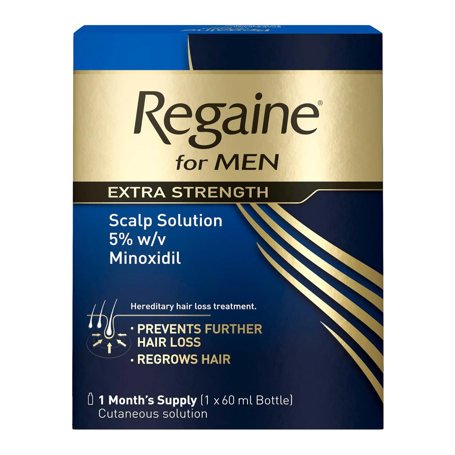 Regaine for Men 5% Minoxidil Extra Strength Scalp Solution for Hair Regrowth (1x 60ml), Scientifically Proven to Help Stop and Reverse Hereditary Hair Loss, Revitalise Hair Follicles