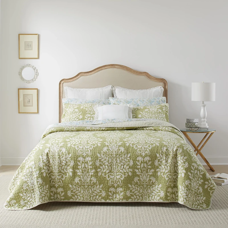 Laura Ashley Home - Queen Quilt Set, Reversible Cotton Bedding with Matching Shams, Home Decor for All Seasons (Rowland Sage, Queen)
