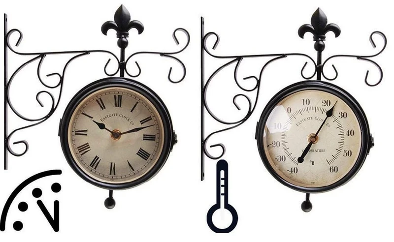 Fallen Fruits TF005 Clock and Thermometer on Hanging Bracket