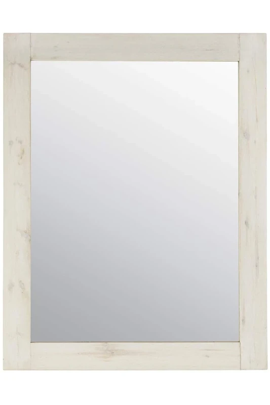 Large Rustic White Solid Wood Wall Mounted Mirror 4Ft X 3Ft2, 122cm X 97cm
