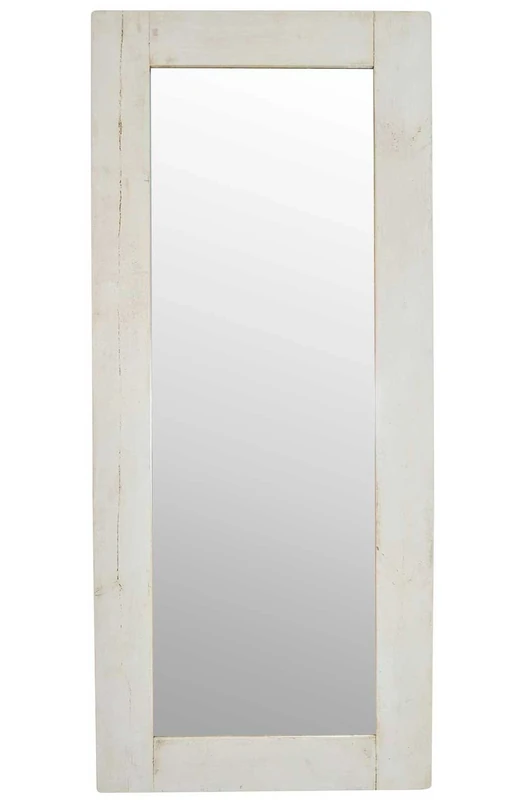 White Solid Wood Full Length Dress Mirror 7Ft X 3Ft Rectangle Contemporary