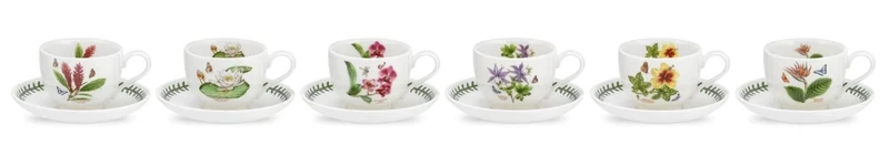 Portmeirion Exotic Botanic Garden - 7oz Teacup & Saucer - Set of 6 Ass