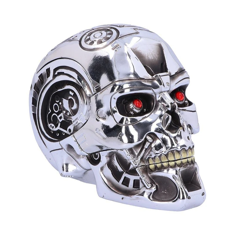 T-800 Terminator Box 18cm – Official Terminator 2 Skull Storage Box with Red LED Eyes, Metallic Finish Collectible - Image 1