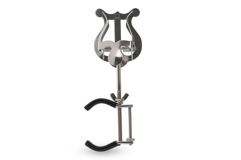 GEWA Marching Music Holder Clarinet - Nickel Plated - Small Lyra - 1 Pusher - With Side Clamp - For all Clarinets
