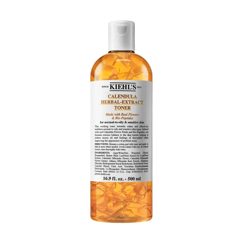 Kiehl's Calendula Herbal-Extract Toner Soothing Alcohol-Free Toner for Normal to Oily Skin, 500Ml