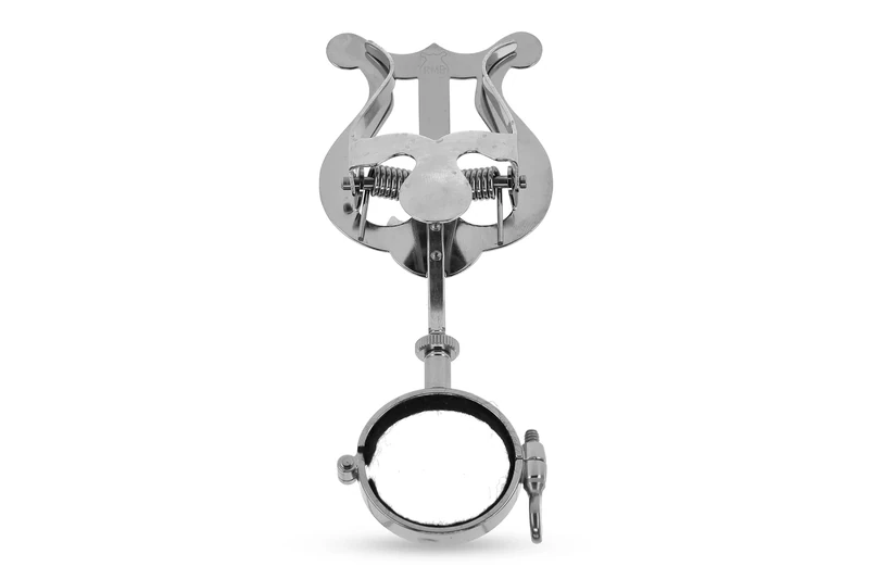 GEWA Marching Music Holder Bb-Clarinet - Nickel Plated - Small Lyra - 1 Pusher - Ring Diameter 33 mm - Image 1