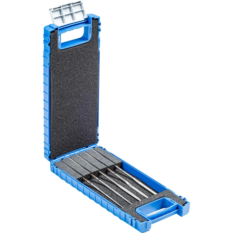 PFERD Diamond Retention File Set, 5 Pieces, Grain Size D 25, 140 mm, in Shatterproof Plastic Box, 15830903 - for Machining Smallest Profiles in Tool Making and Precision Mechanics, D25 Grain Size