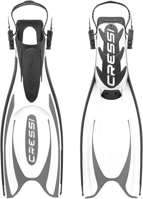Cressi Frog Plus Open Heel Scuba Dive Fins (Made in Italy), Black/white, S/M-6.5/7.5