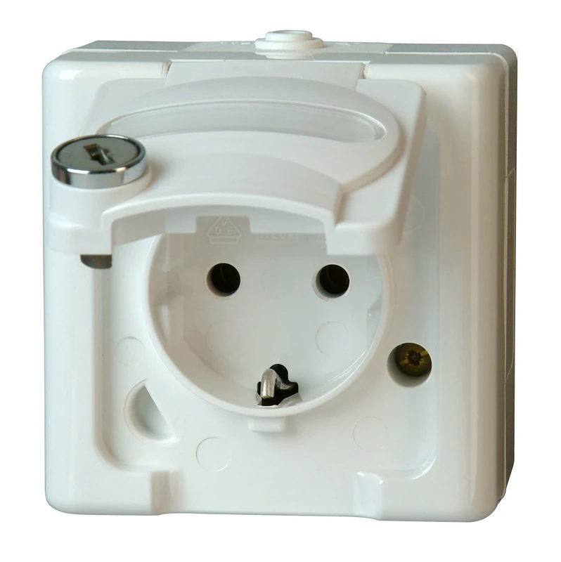 103402000 Kopp Blue Electric Plug Socket with Safety Folding Lid