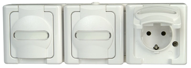 Kopp Blue Electric 131302006 Contact Protected Triple Plug Socket with Cover