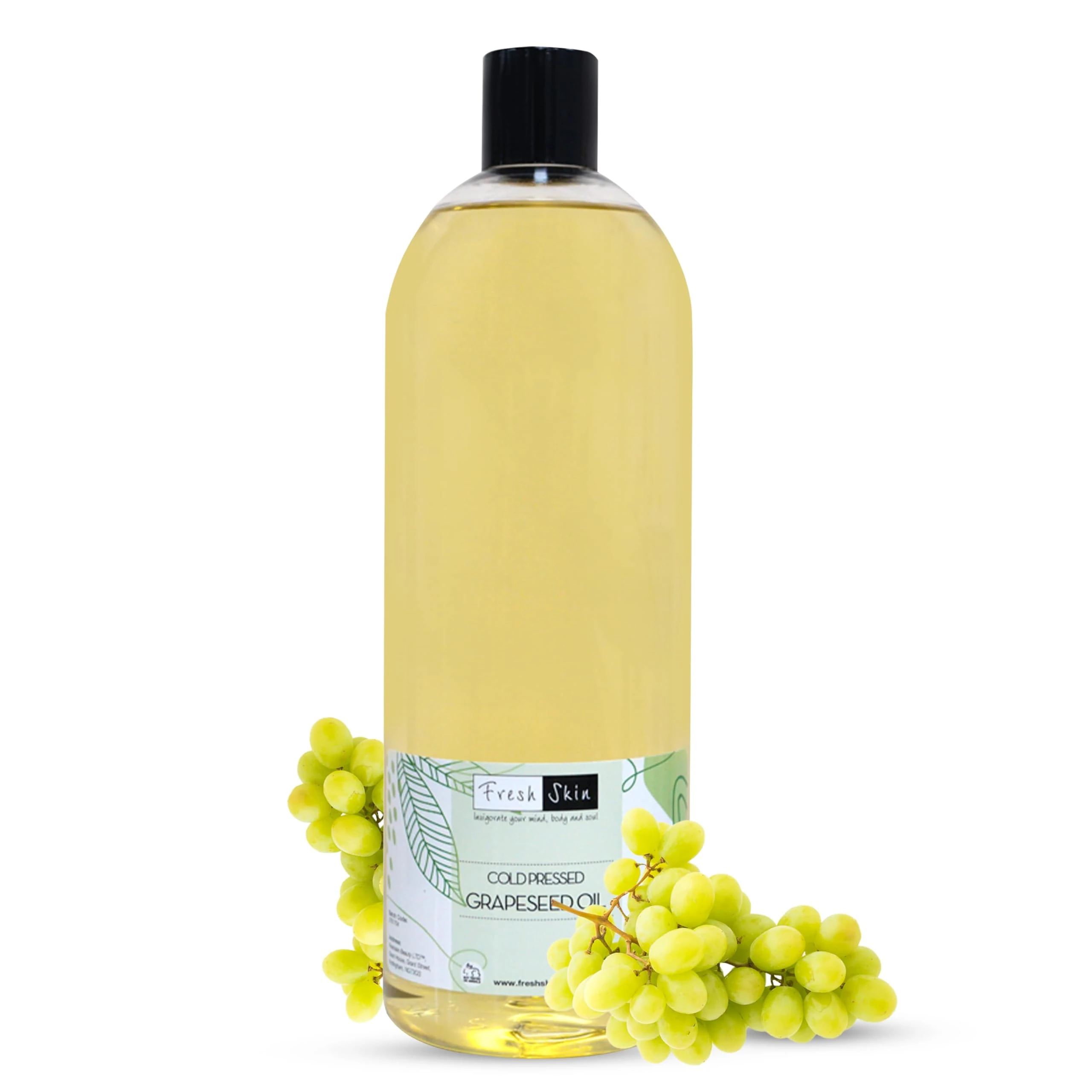 Freshskin Beauty LTD | Grapeseed Oil 1 Litre 100% Pure & Natural Cold Pressed Carrier Oil - Ideal for Hair, Skin, Massage, Face, Beard and Aromatherapy (1000ml)