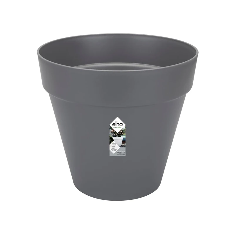 elho Loft Urban Round 60 - Large Plant Pot Outdoor - 100% Recycled Plastic - Ø 58.0 x H 54.0 cm - Black/Anthracite