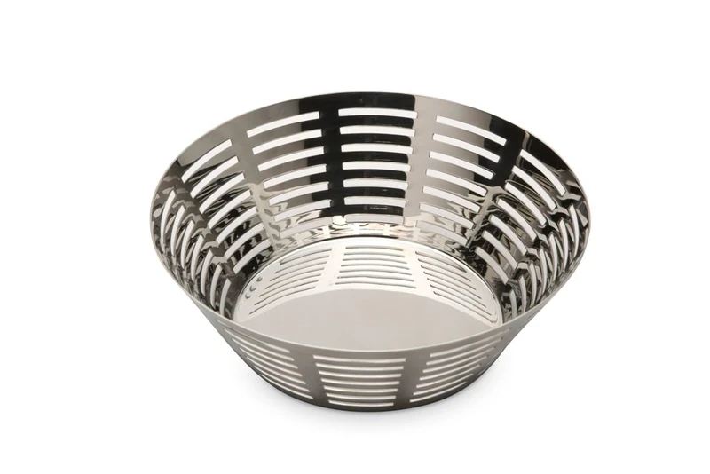 Braisogona Bella Round Bread Basket, Stainless Steel, Silver, 30 x 21 x 30 cm