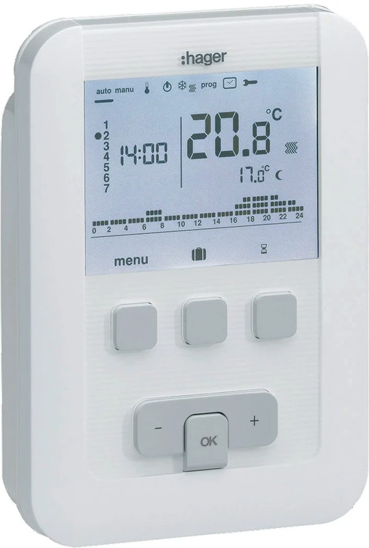 Hager EK520 Programmable Ambient Thermostat - Battery Powered - Image 1
