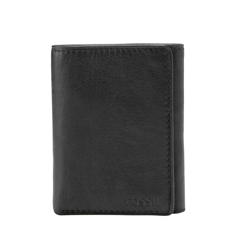 Fossil Men's Leather Trifold Wallet, Ingram Black, One Size