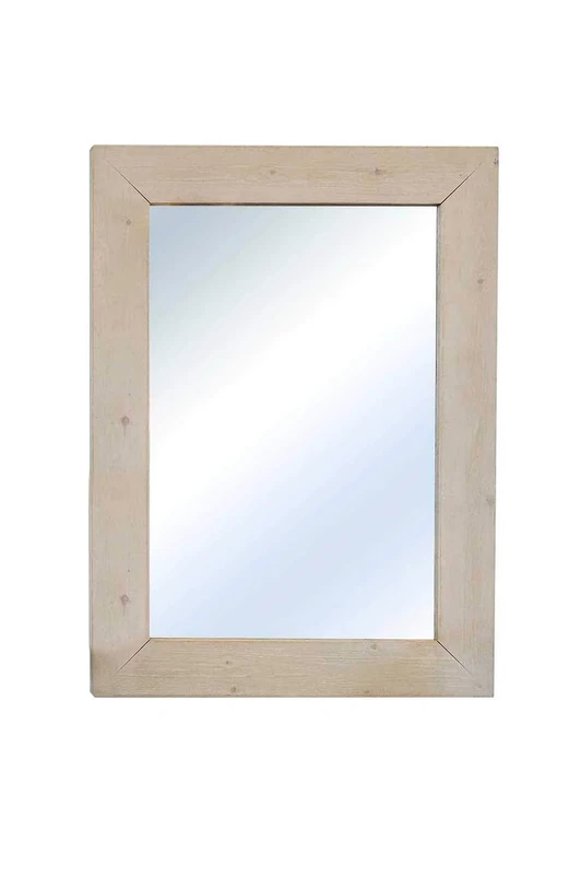 Large Rustic White Solid Wood Wall Mirror 3Ft2 X 2Ft6 (96cm X 76cm)