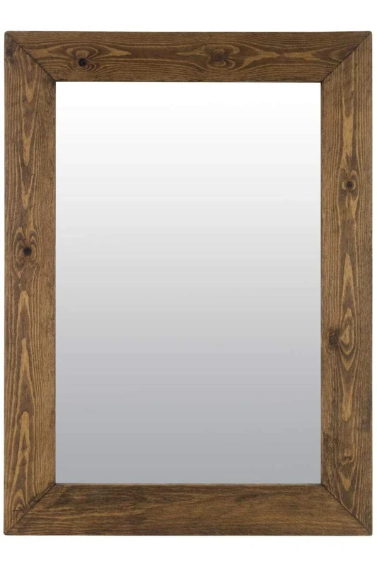 MirrorOutlet Large Rustic Solid Wood Wall Mirror 3Ft2 X 2Ft6 (96cm X 76cm), 93x68, Brown