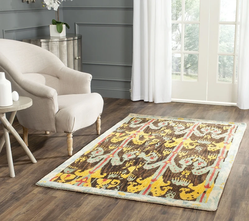 Safavieh Traditional Indoor Hand Knotted Rectangle Area Rug, Kensington Collection, KNS923, in Sage, 183 X 274 cm for Living Room, Bedroom or Any Indoor Space