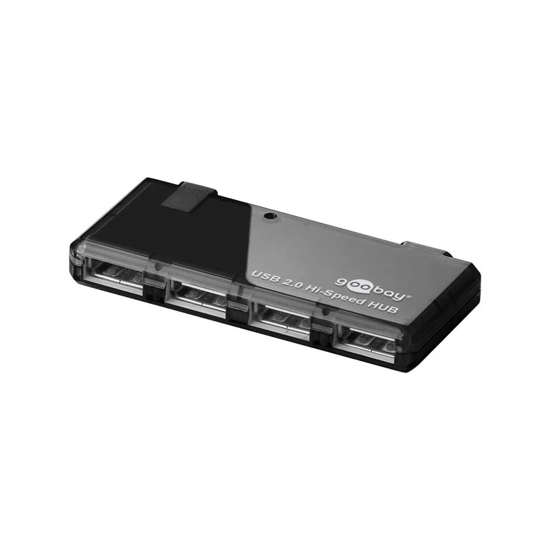 Goobay 95912 4 Port USB 2.0 Hi Speed Hub, 0.4m Cable Length, Black