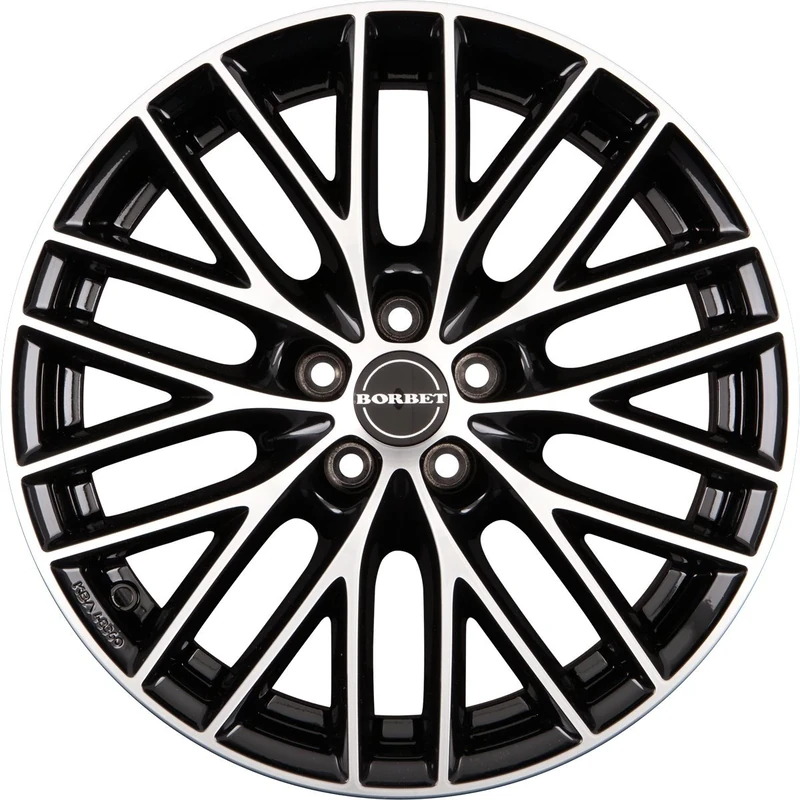 Borbet BS5 7 x 16 ET 40 Bolt Circle 5 x 105 Hub Centering 56.6 BS5 70640105565.62BP, Black Polished