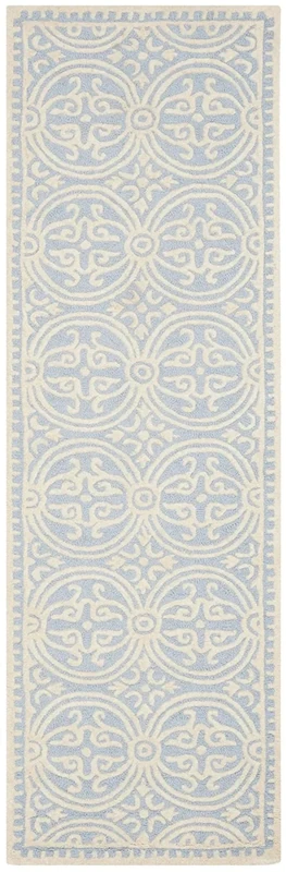 Safavieh Medallion Indoor Hand Tufted Runner Area Rug, Cambridge Collection, CAM123, in Light Blue / Ivory, 76 X 244 cm for Living Room, Bedroom or Any Indoor Space