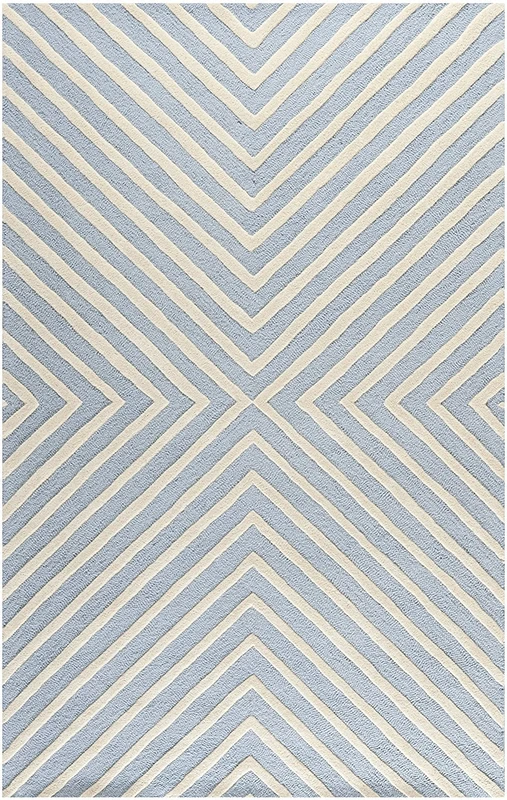 Safavieh Diamond Indoor Hand Tufted Rectangle Area Rug, Cambridge Collection, CAM129, in Light Blue / Ivory, 122 X 183 cm for Living Room, Bedroom or Any Indoor Space