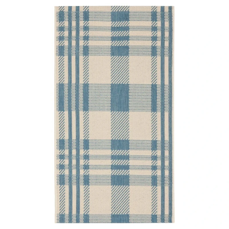 Safavieh Contemporary Indoor/Outdoor Woven Rectangle Area Rug, Courtyard Collection, CY6201, in Beige / Blue, 201 X 290 cm for Garden, Patio or Any Outdoor Space