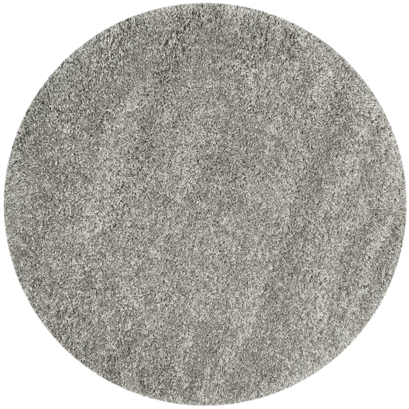 Safavieh Shaggy Indoor Woven Round Area Rug, California Shag Collection, SG151, in Silver, 122 X 122 cm for Living Room, Bedroom or Any Indoor Space