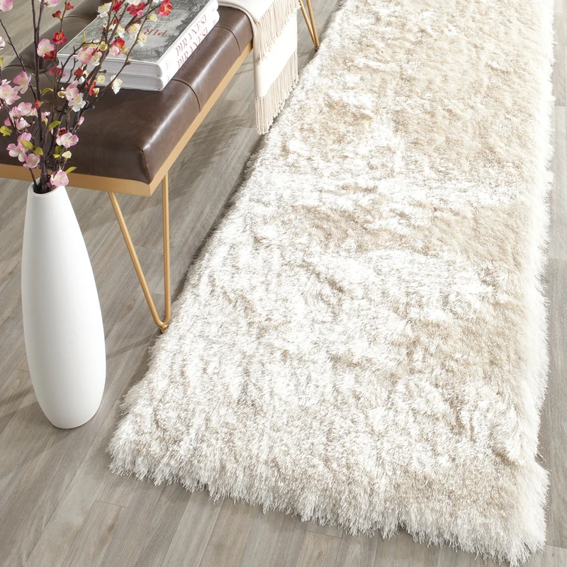 SAFAVIEH Shaggy Rug for Living Room, Dining Room, Bedroom - Paris Shag Collection, High Pile, in Ivory, 69 X 244 cm