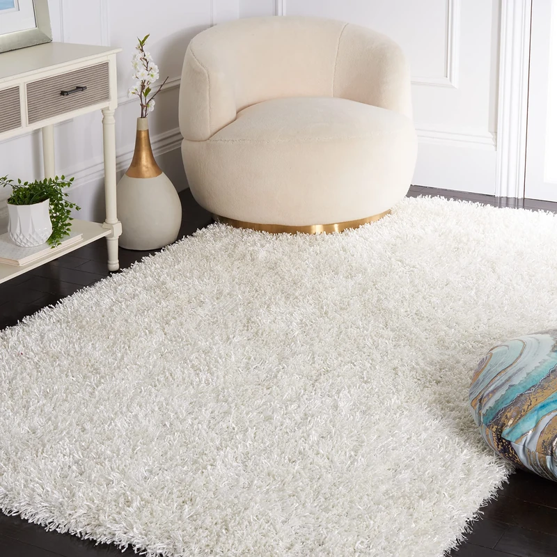 Safavieh Shaggy Indoor Woven Rectangle Area Rug, New Orleans Shag Collection, SG531, in Off White / Off White, 183 X 274 cm for Living Room, Bedroom or Any Indoor Space
