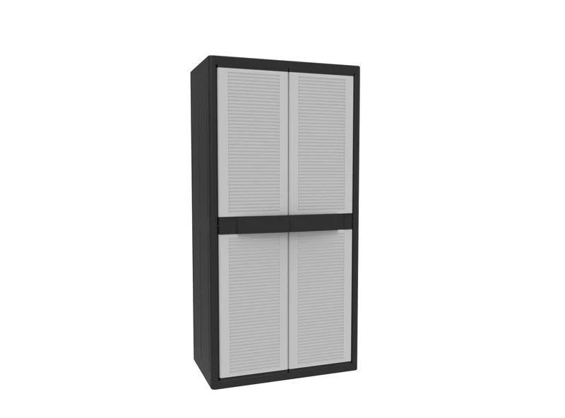 Terry, Jumbo Cab 2900 Qblack, Especially spacious 2-Door Cabinet, 3 Internal Shelves - 89.7x53.7x180 cm