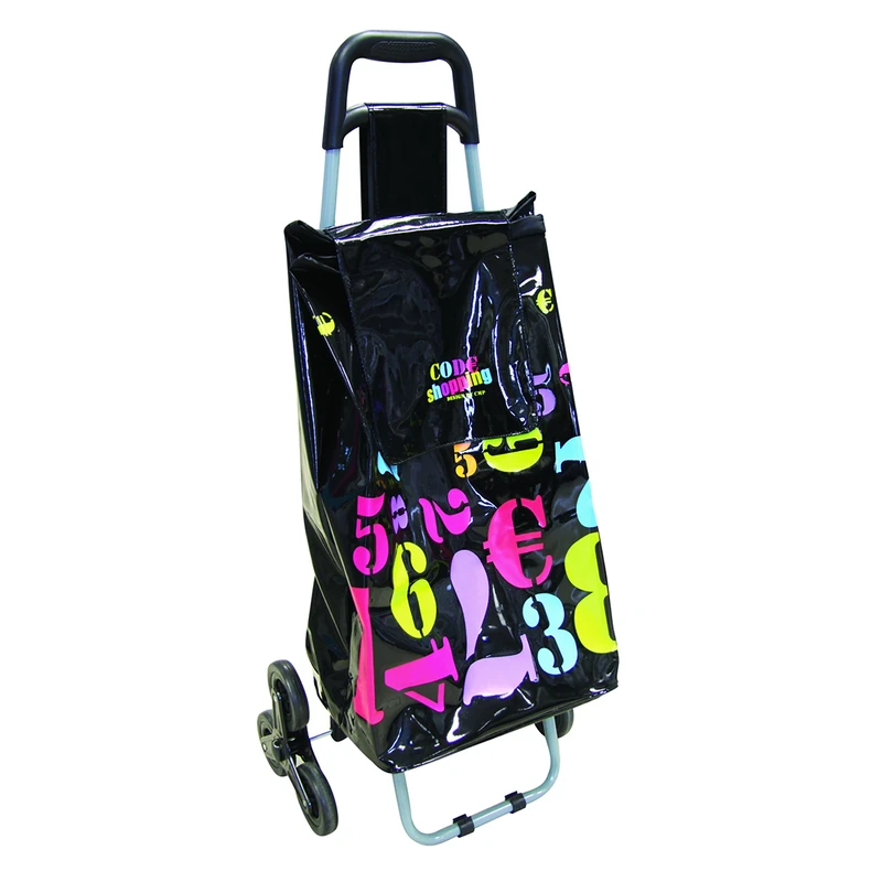 Totally Addict SH1483 Shopping Trolley with 6 Plastic Wheels 40 x 36.5 x 96.5 cm 50 L - Black