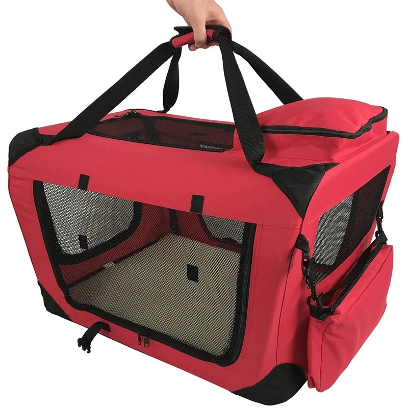 RayGar Pet Carrier Soft Crate Portable Foldable Fabric - Red - XL