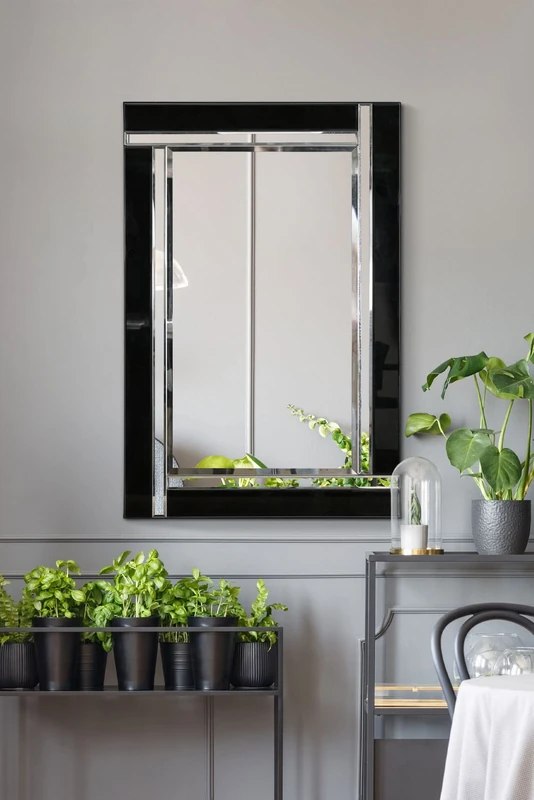 Black And Silver Bevelled Venetian Wall Mirror 3Ft X 2Ft (91cm X 61cm)