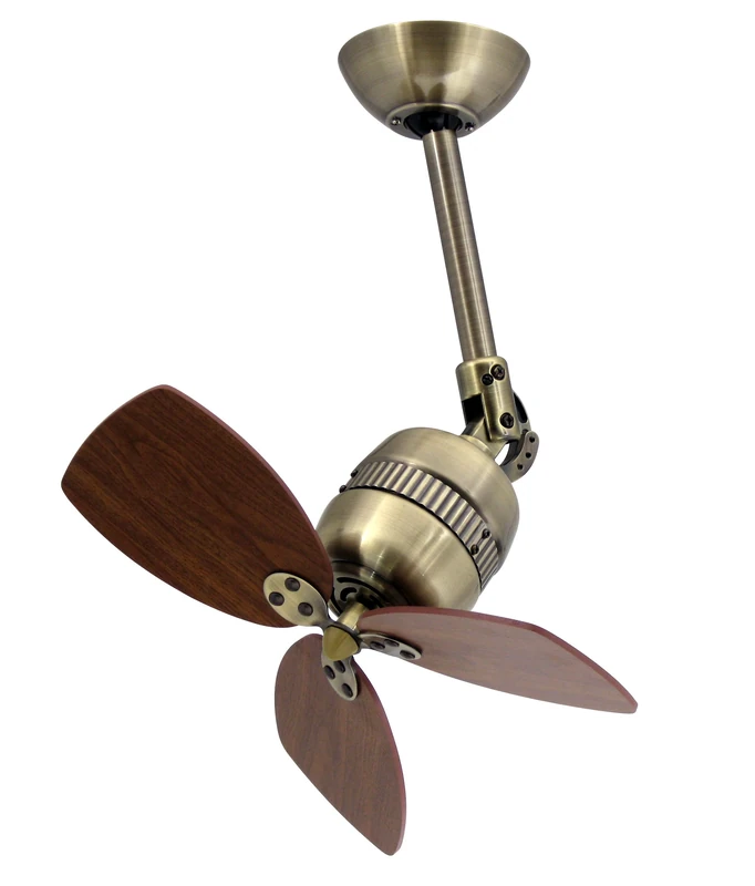 Ceiling Fan Propeller Toledo in Antique Brass with Wall Control, Blades Walnut - Image 1