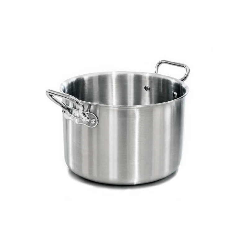 Pentole Agnelli ALIX104ALIN20 High Saucepan with 2 Steel Handles, Aluminum-Steel Trilaminate for Induction, 20 cm