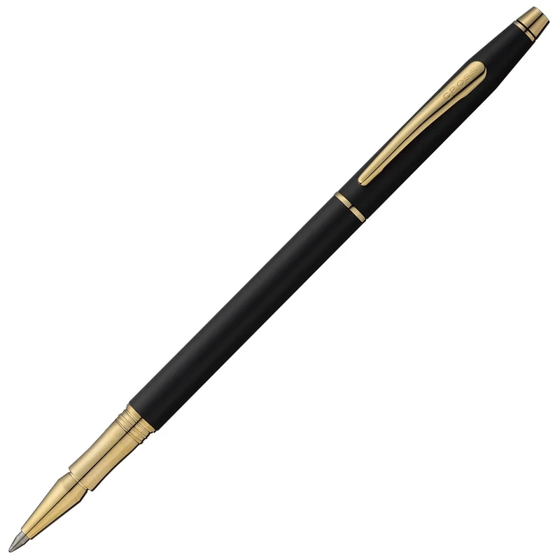 CROSS Classic Century Classic Black Rollerball Pen with 23CT Gold-Plated Appointments incl. Premium Gift Box / Refillable Rolling Ball Pen