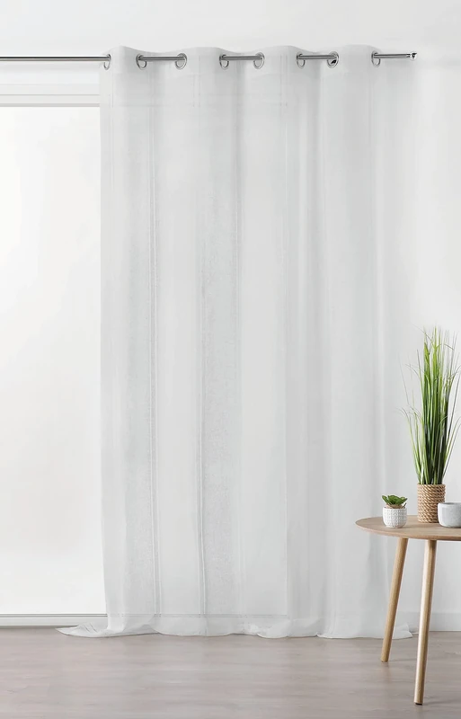 Linder 189/10/377AB/150 x 260 Net Curtain with Eyelets White Linen