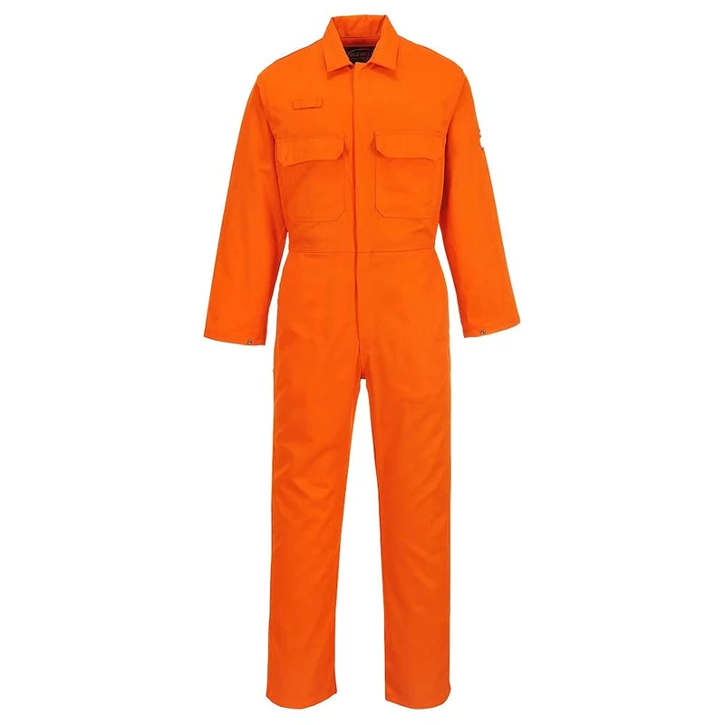 Portwest BIZ1 Mens Heat Flame Resistant Welding Overalls Bizweld FR Protective Boiler Suit Work Coveralls Durable Workwear Mechanics Warehouse Garages Orange, Medium