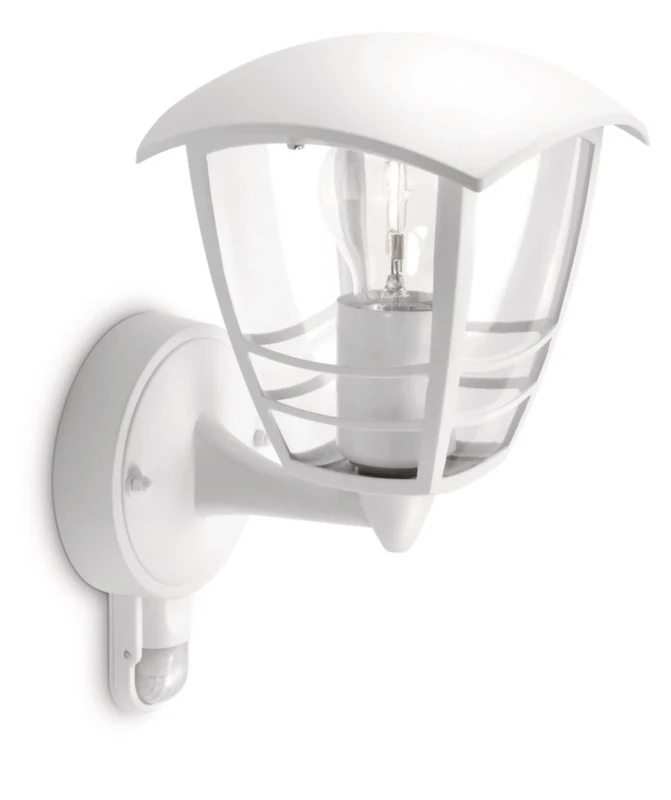 Philips Creek Outdoor Wall Light, IP44 Weather-resistant, Infrared Motion Sensor, Durable, Aluminium, Classic Design, White, E27 Bulb Sold Separately