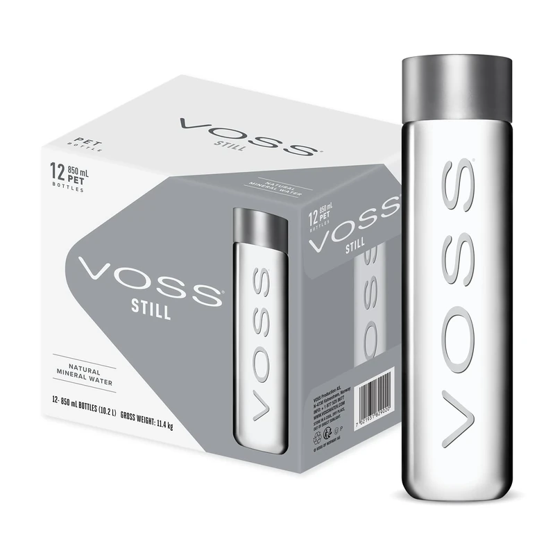 VOSS Still Water, Pack of 12 x 850ml PET Bottles, Natural Mineral Water