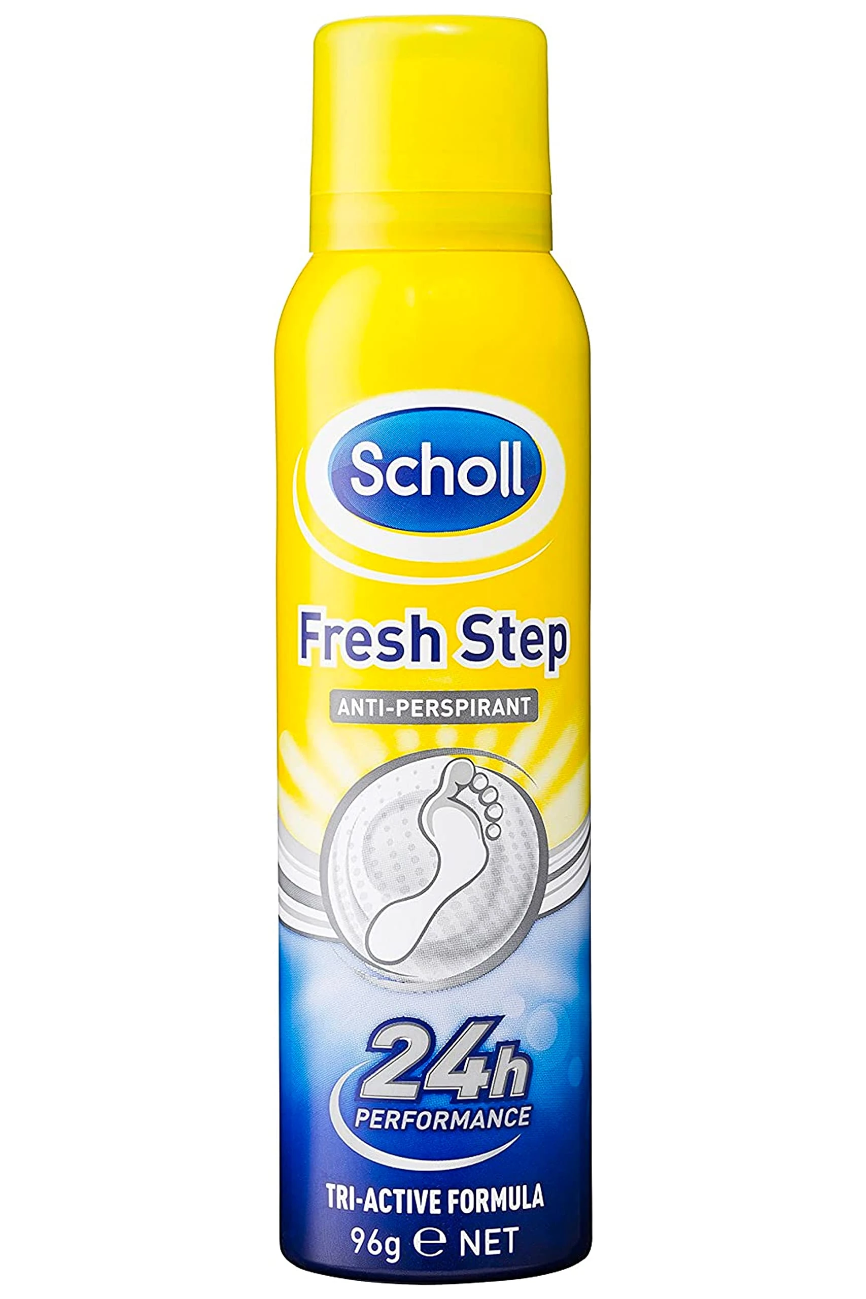 Scholl Fresh Step Antiperspirant Spray, 96g - Anti Odour Shoe Spray, Up To 24 Hour Freshness, Tri-Active Formula, Pack of 1