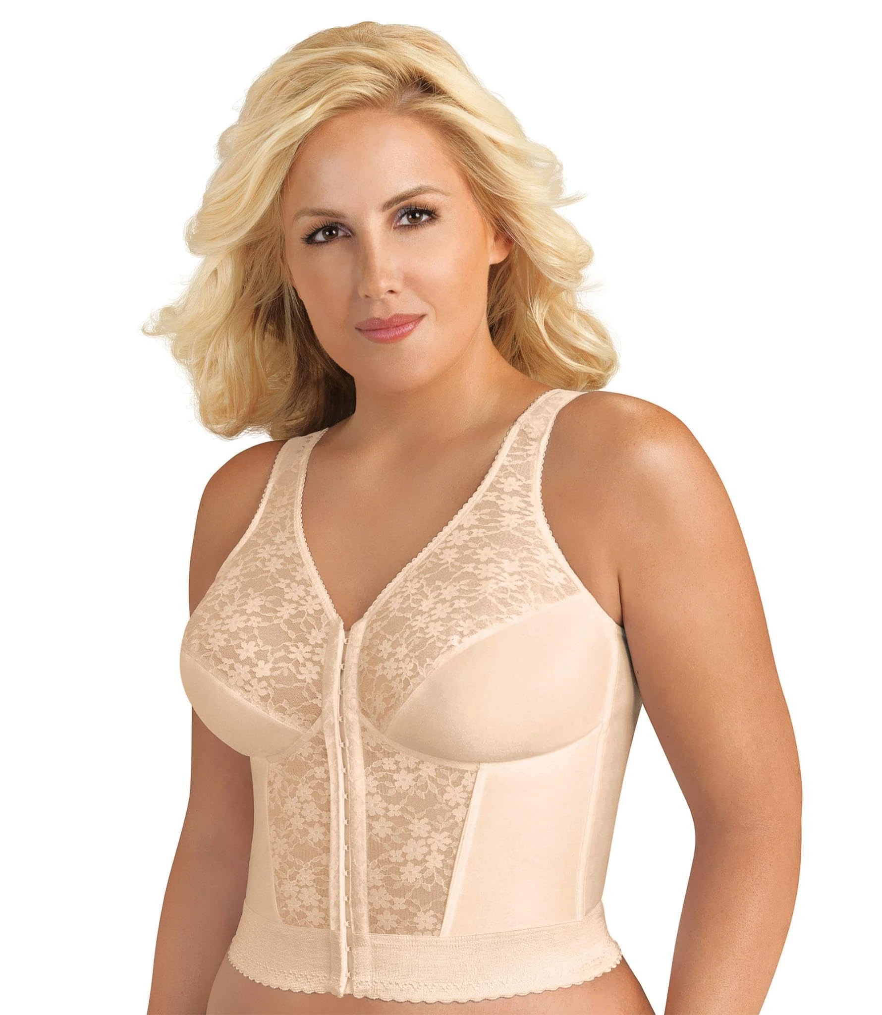 Exquisite Form Women's Original Long Line Posture Bra 5107565, Rose Beige, 44DD