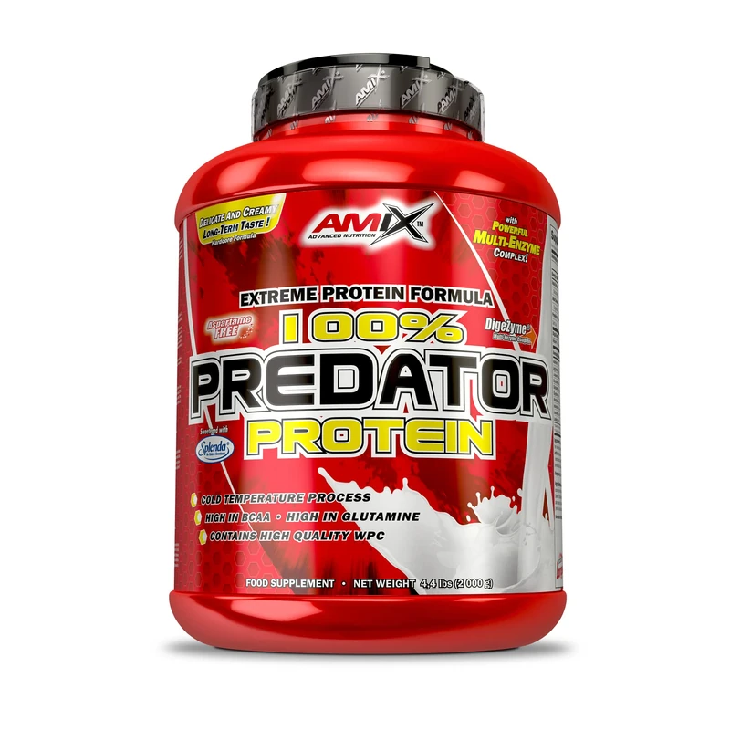 AMIX - Protein for Muscle Gain - Predator - 2 kg - Supports Muscle Growth - Aspartame Free - Whey Protein - Ideal for Protein Shakes - Vanilla Flavor