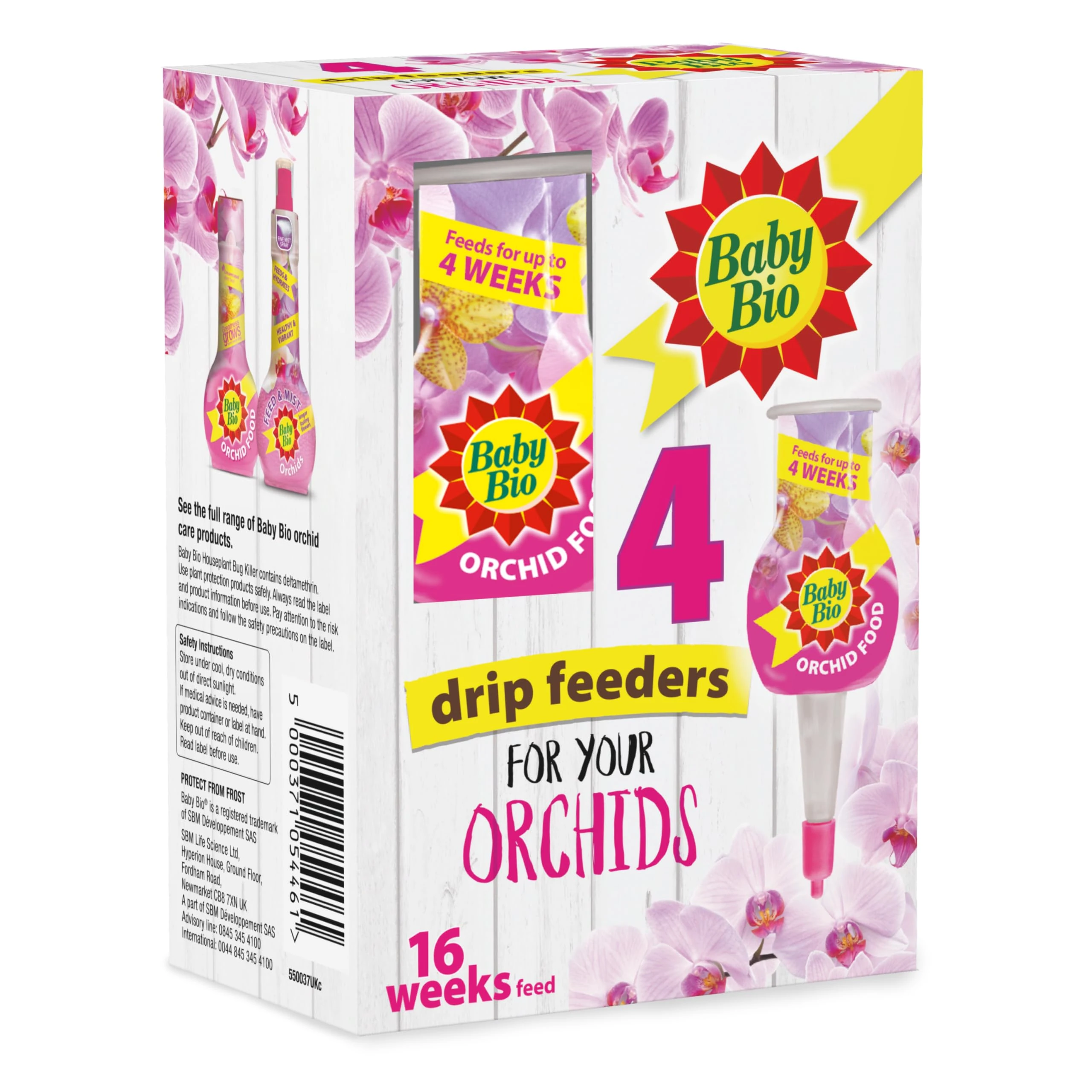 Baby Bio Automatic Orchid Drip Feeders, 4 x 40ml - Ready To Use Plant Food - Easy Care for Supporting Healthy Growth and Vibrant Flowering
